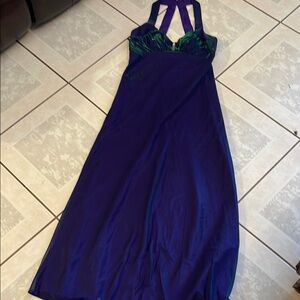 Chic Purple and Green Halter Dress